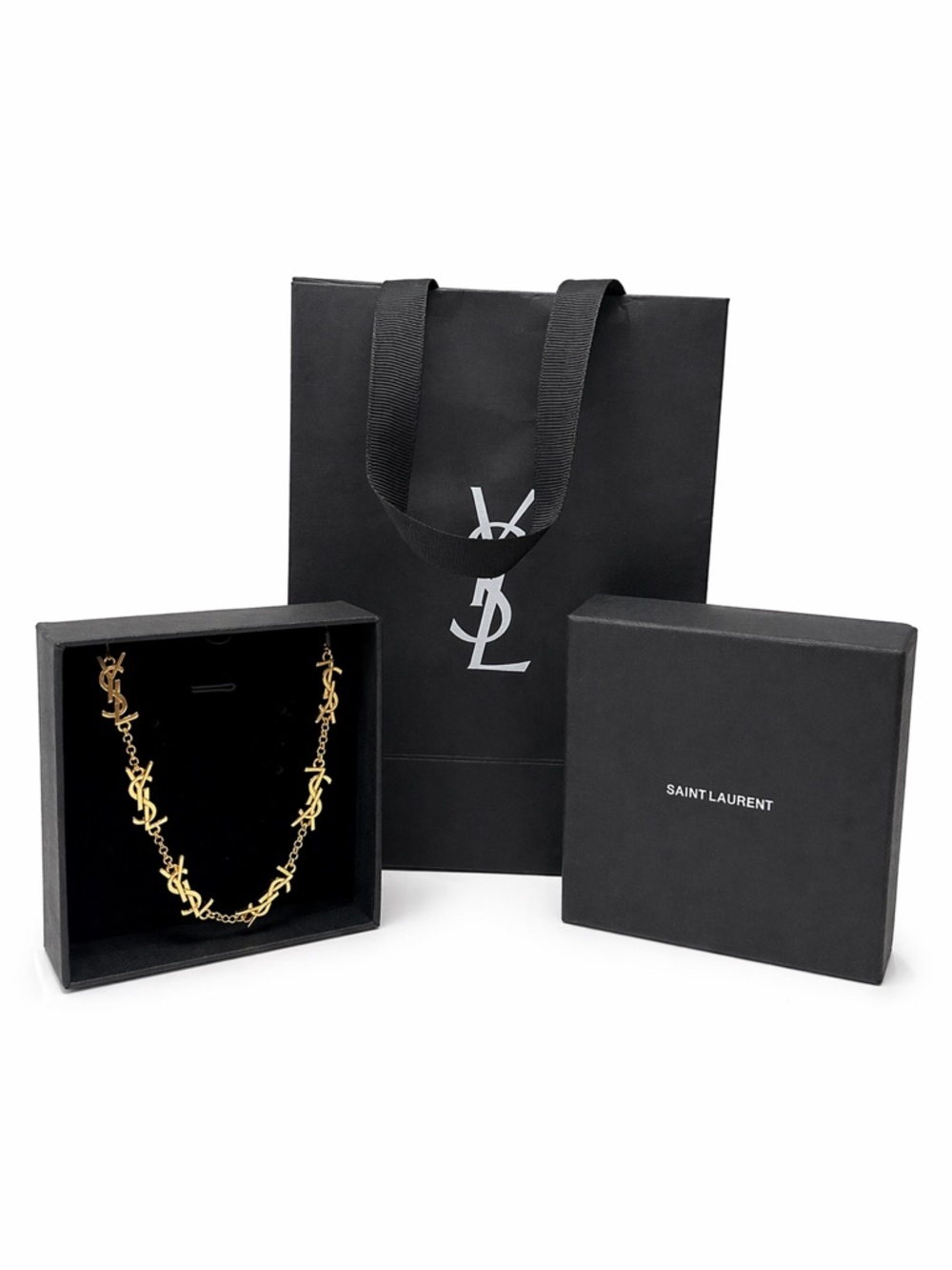 Yves Saint Laurent Gold YSL Cassandre Link Station Chain Necklace